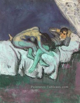 Scène érotique blcene erotique 1903 cubiste Pablo Picasso Peinture à l'huile